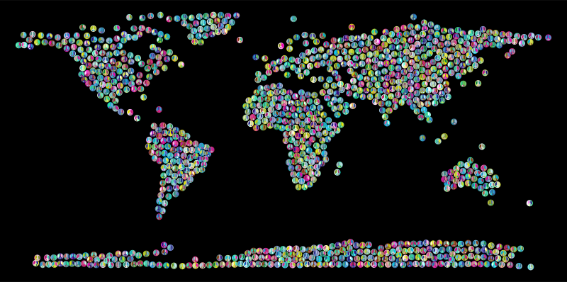 Prismatic Peace Sign World Map 3