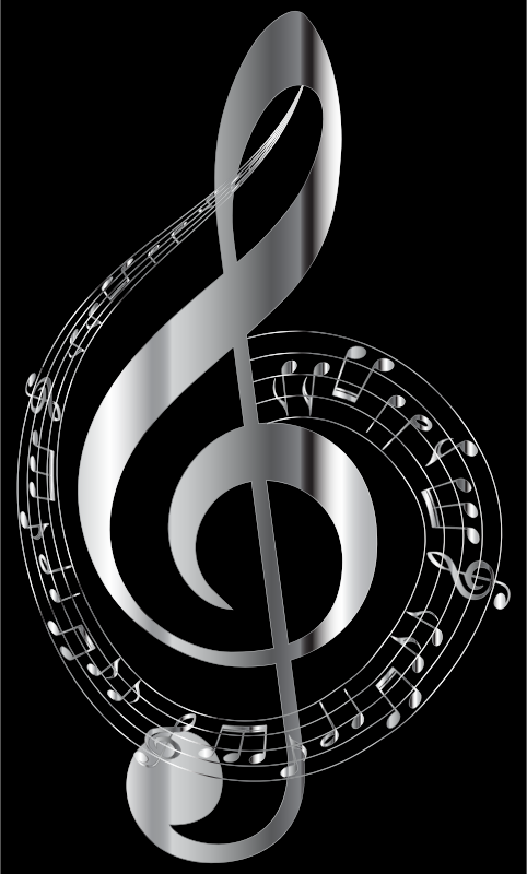 Chrome Musical Notes Typography