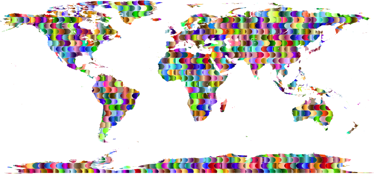 Prismatic Interlocking Waves World Map