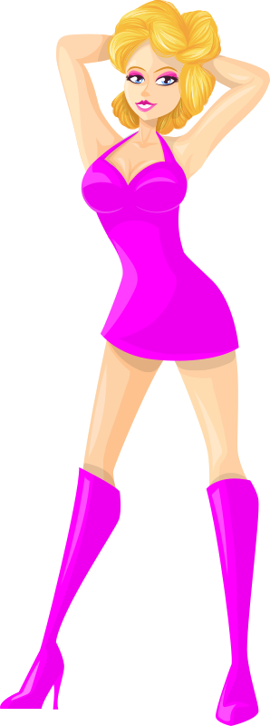 Young lady 2 (blonde, light skin, plain dress #6)