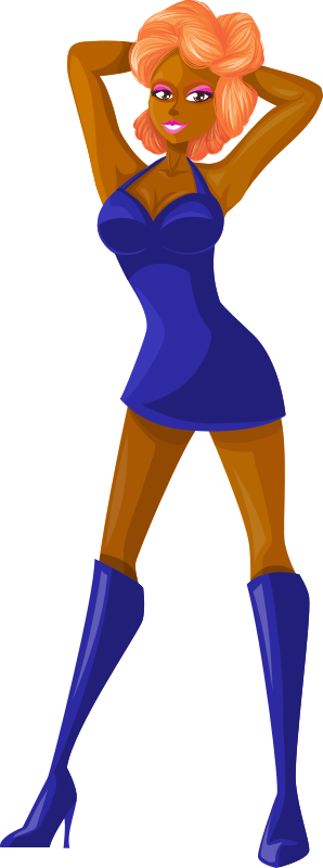 Young lady 2 (redhead, dark skin, plain dress #3)