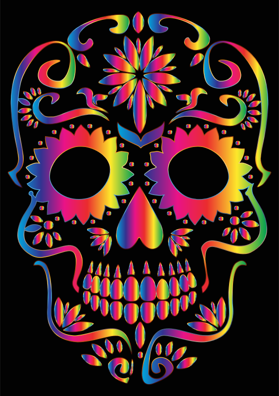 Rainbow Sugar Skull Silhouette