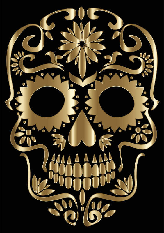 Polished Copper Sugar Skull Silhouette
