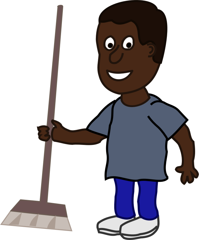 African Man with Broom
