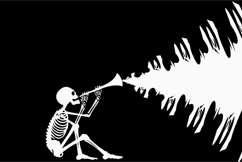 Halloween Skeleton Playing Ghost Flute