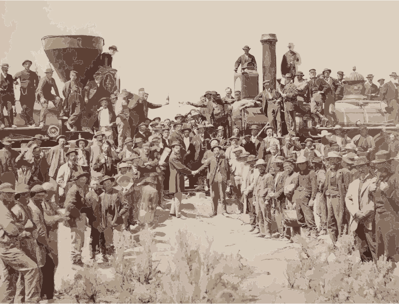 East and West Shaking hands at the laying of last rail Union Pacific Railroad - Restoration