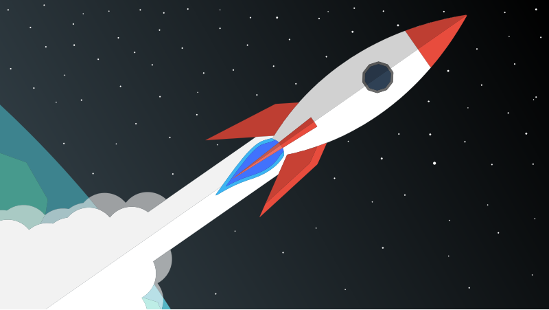 Rocket Blasting Off Into Space