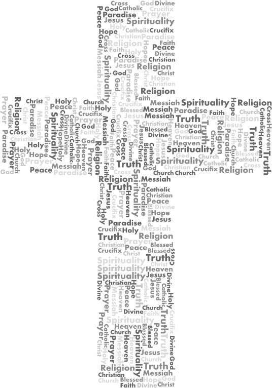 Jesus Cross Word Cloud Grayscale