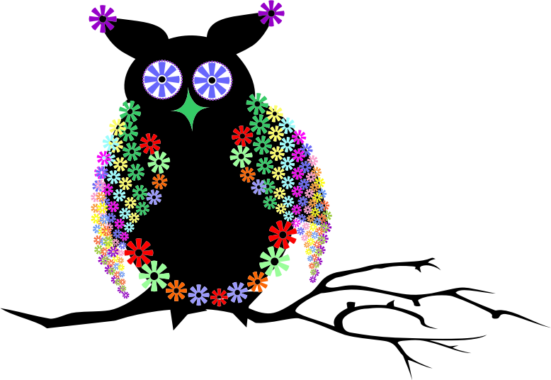 Abstract Floral Owl