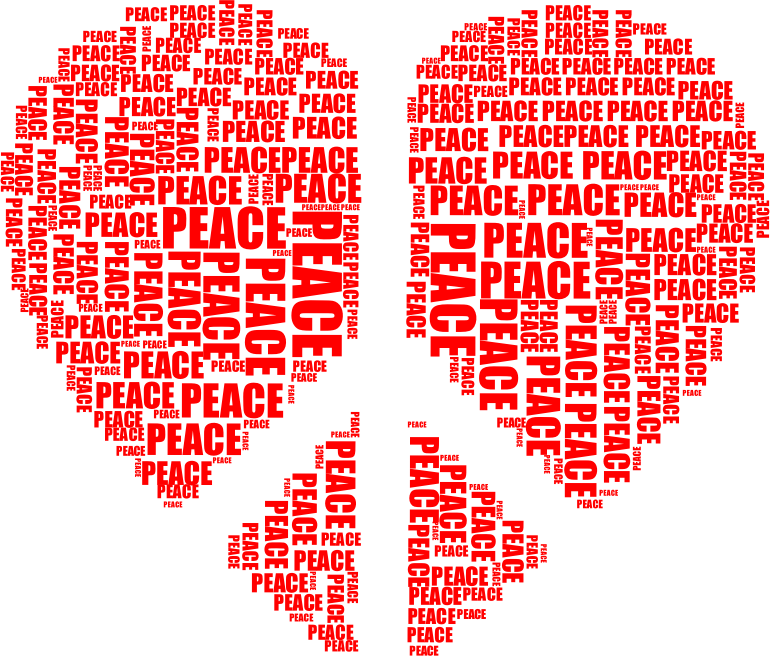 Peace Heart Mark III Word Cloud Red