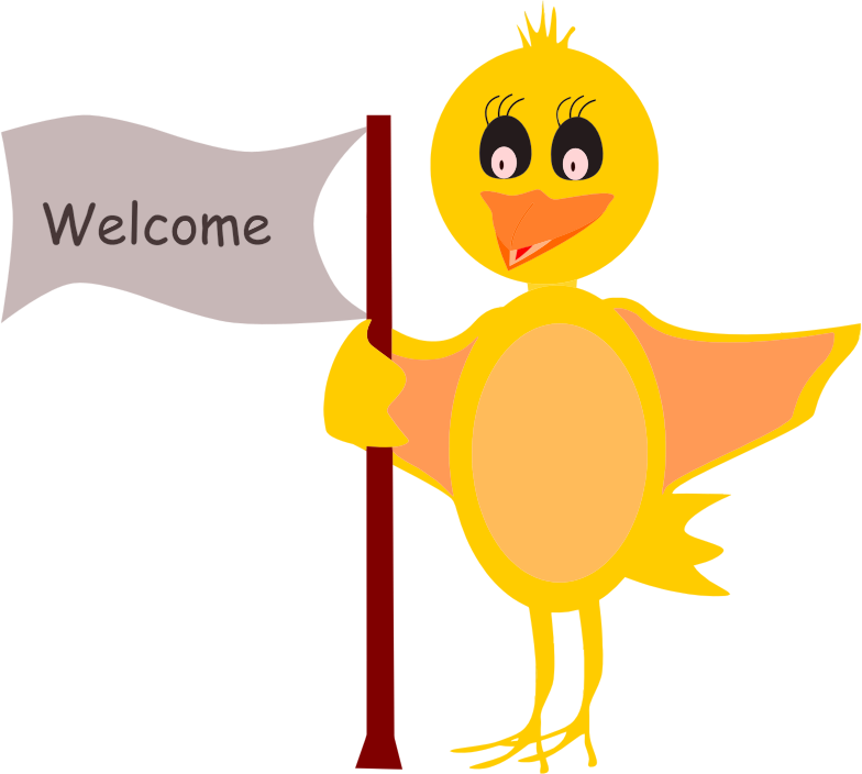 Cartoon Bird With Welcome Sign