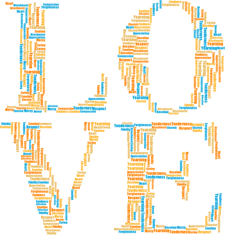 LOVE Word Cloud Typography No Background