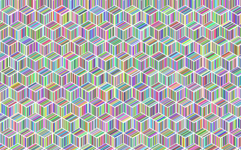 Prismatic Isometric Striped Cubes Pattern