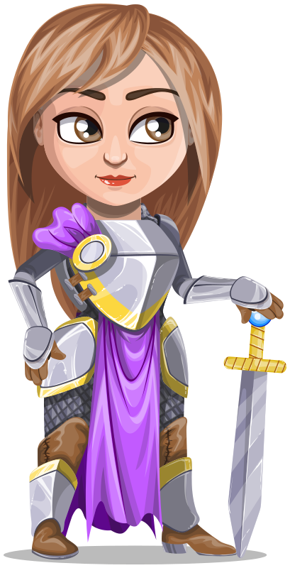 Woman knight warrior in armor, holding a sword