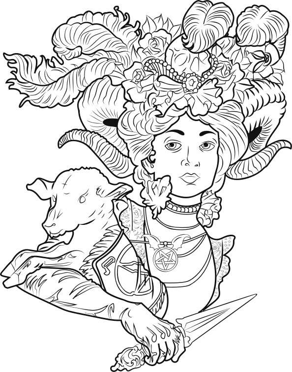 Demonic Lady Line Art