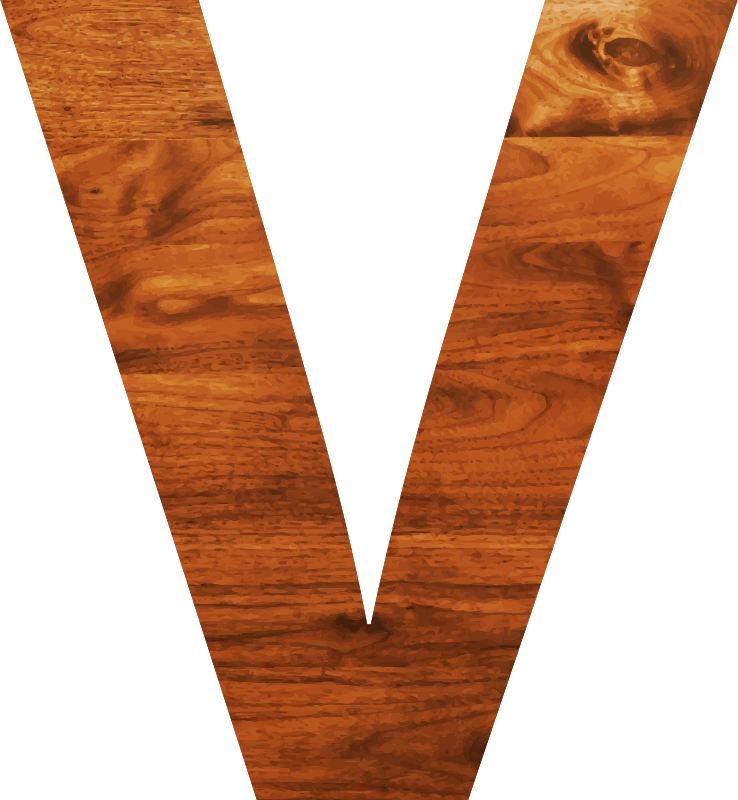 Wood texture alphabet V