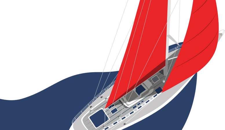 Barca rosso blu