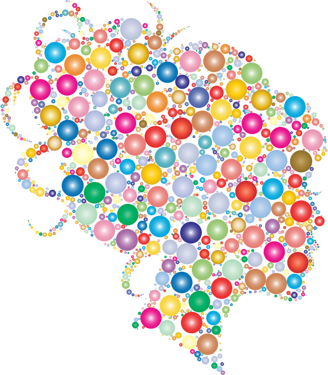 Female Head Profile Silhouette Circles Prismatic