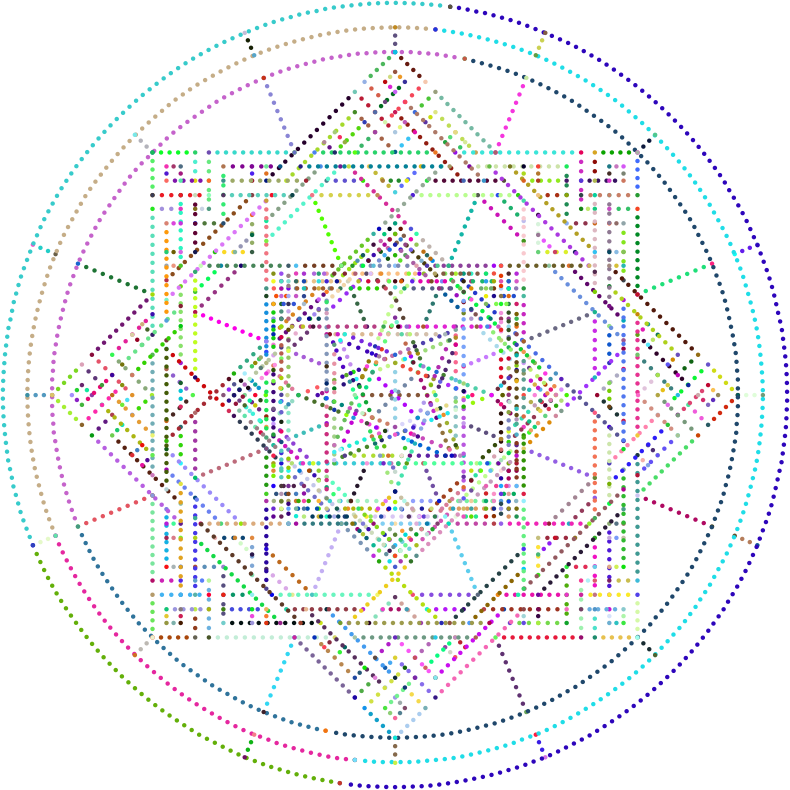 Interleaved Geometric Mandala Dots Prismatic No BG