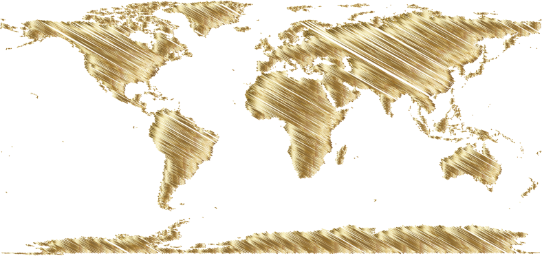 World Map Sketch Gold