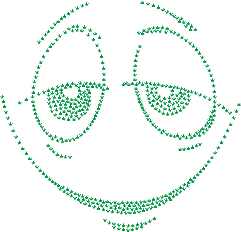 Stoned Smiley Face Marijuana Green