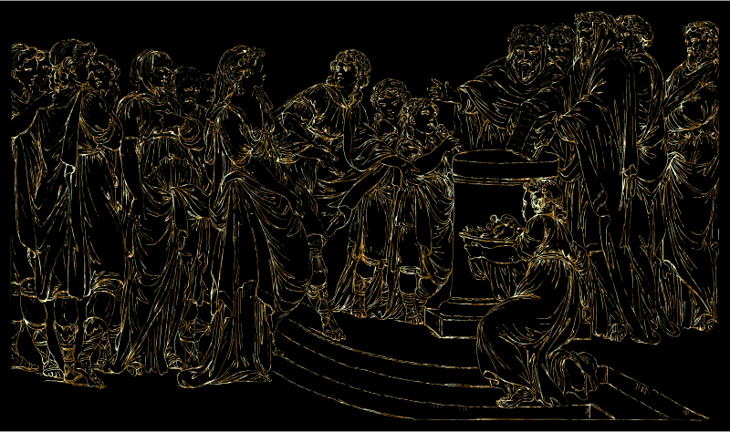 Gathering Of People Line Art Gold