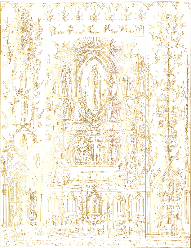 Virgin Mary Detailed Intricate Ornate Mural Gold No BG