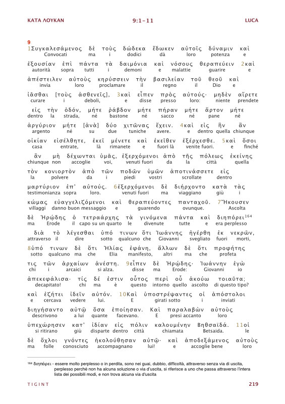 Traduzione Interlineare Greco Italiano del Nuovo Testamento
