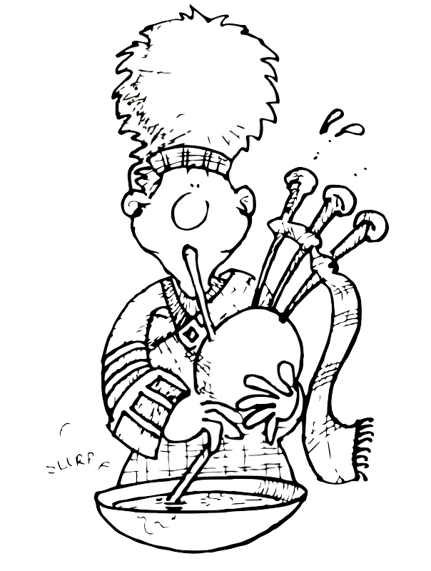 A Scottish man with his bag pipes