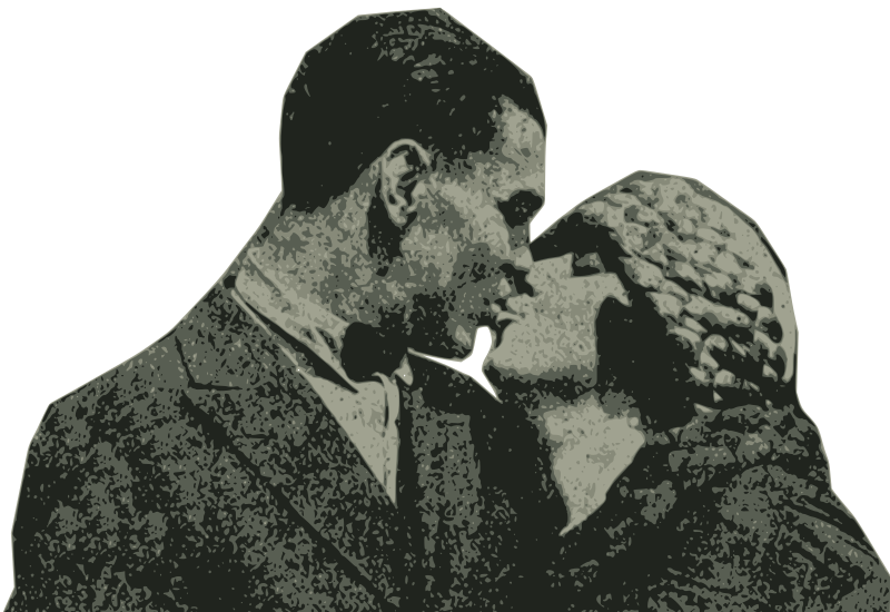 Retro Couple Kiss