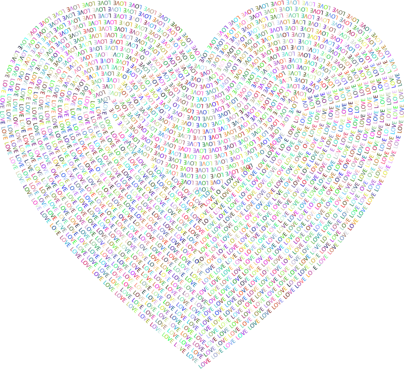 Love Typography Heart Colorful