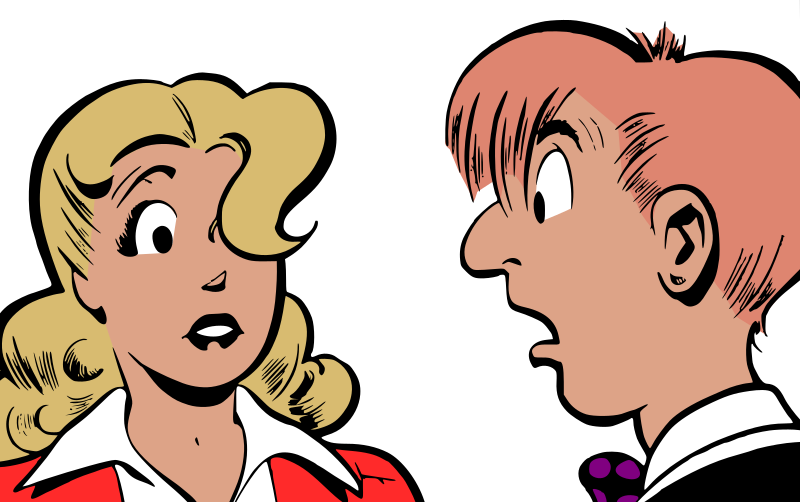 Retro comic boy and girl