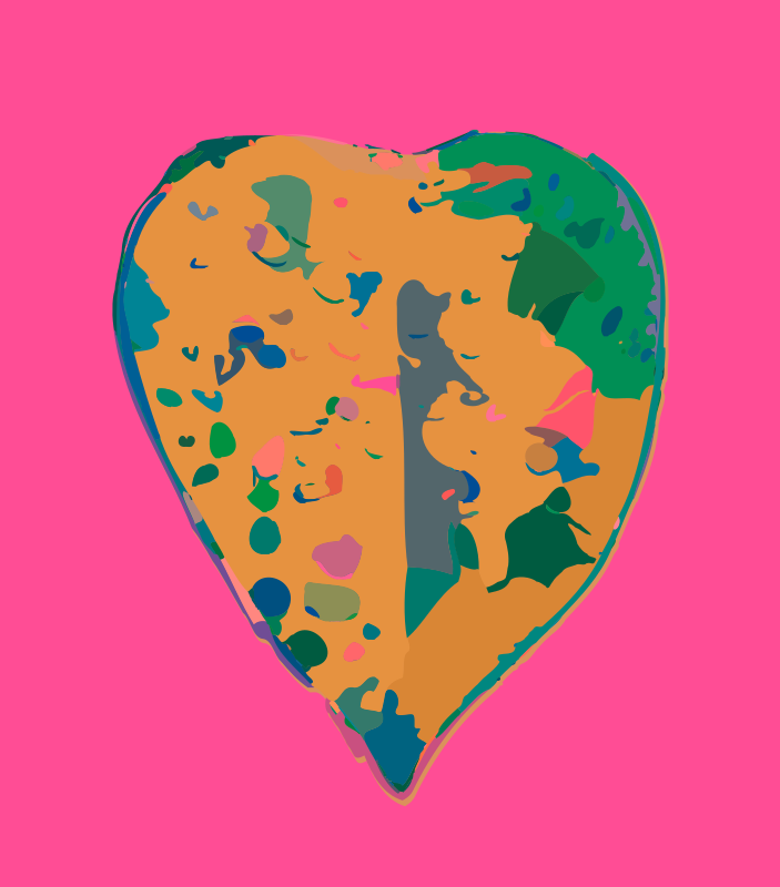 Abstract Yellow Heart on Pink