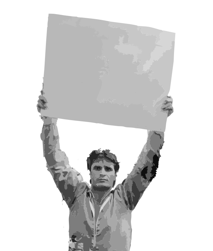 Man Holding a Blank Sign