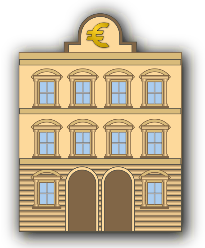 Bank building with euro sign