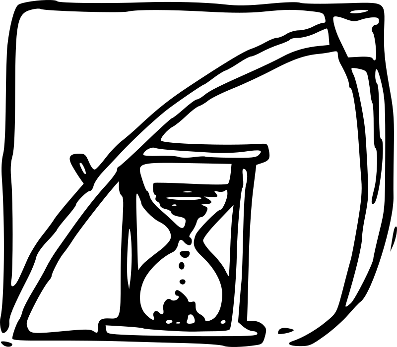 Scythe and hourglass