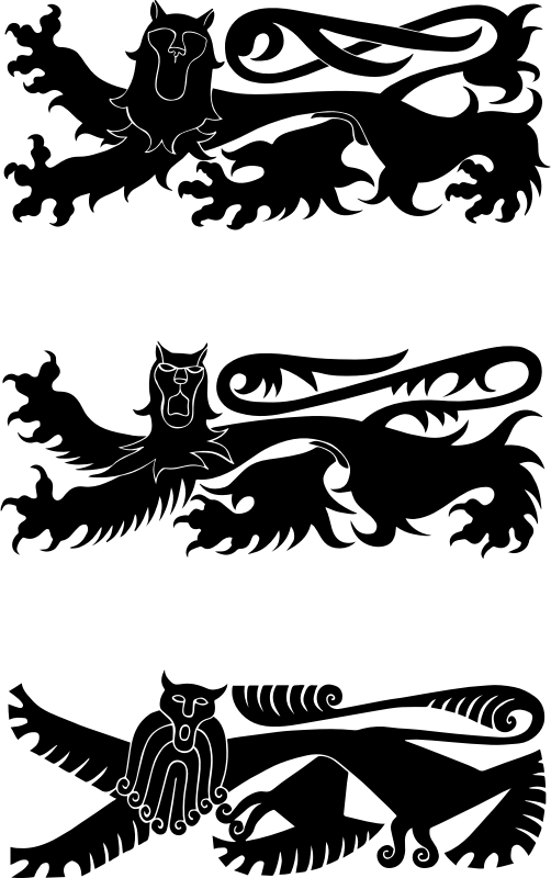 Medieval Heraldic Panther Silhouettes