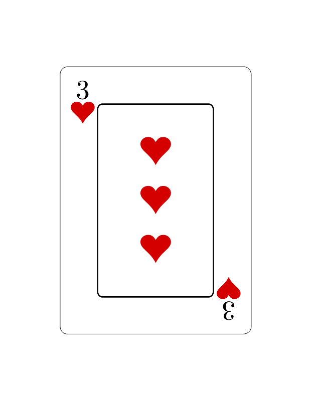 Tres de corazones (Vectorizado)