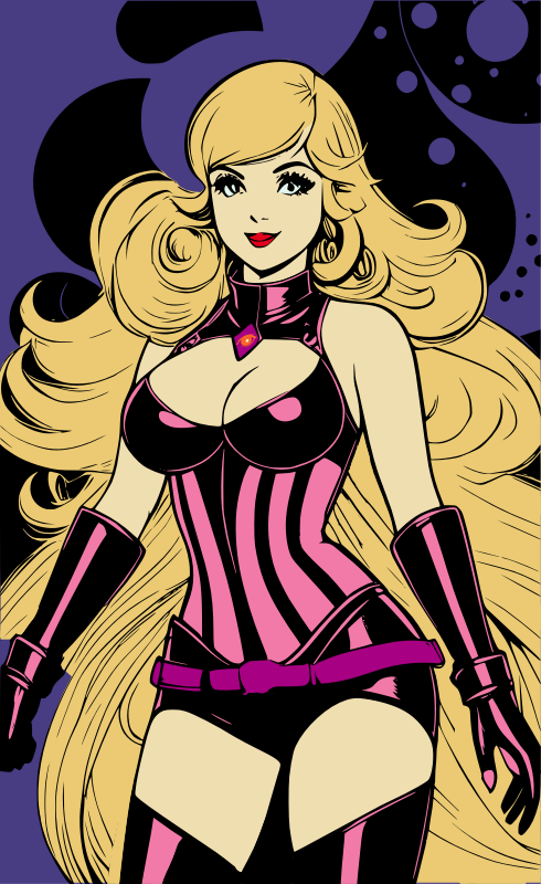 Retro cartoon space woman – Colour Remix