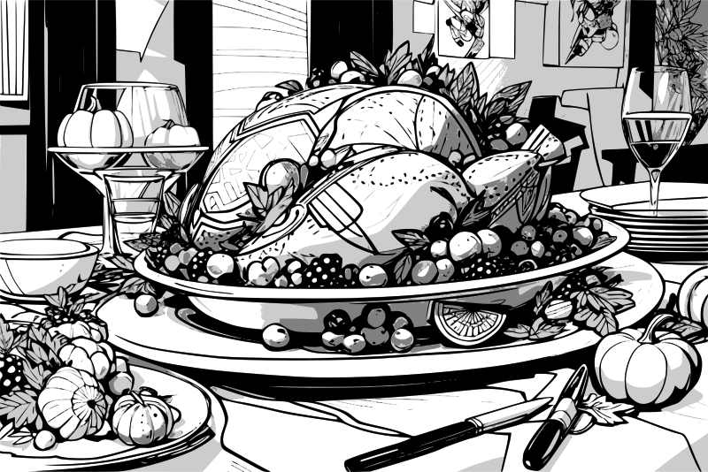 Coloring Page for Thanksgiving Turkey Version