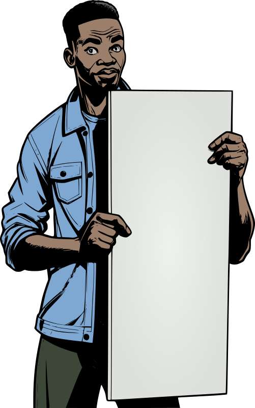 African Man Holding Blank Sign - Colour Remix