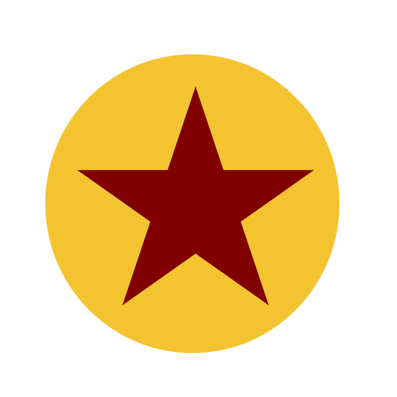 Red Star on Saffron Circle Background