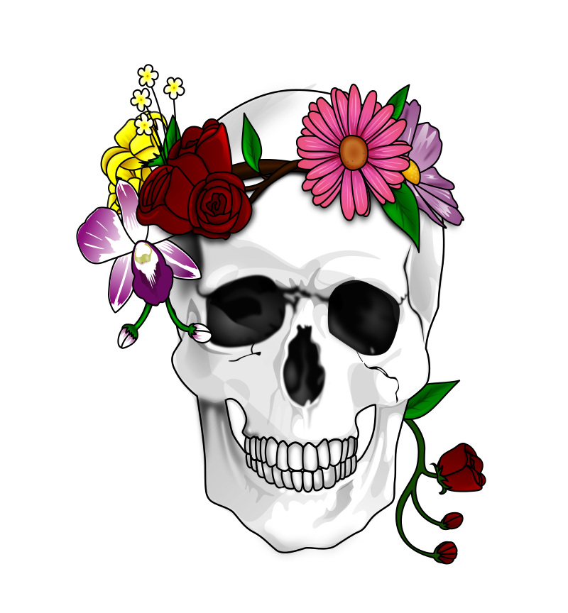 Skull and Flowers