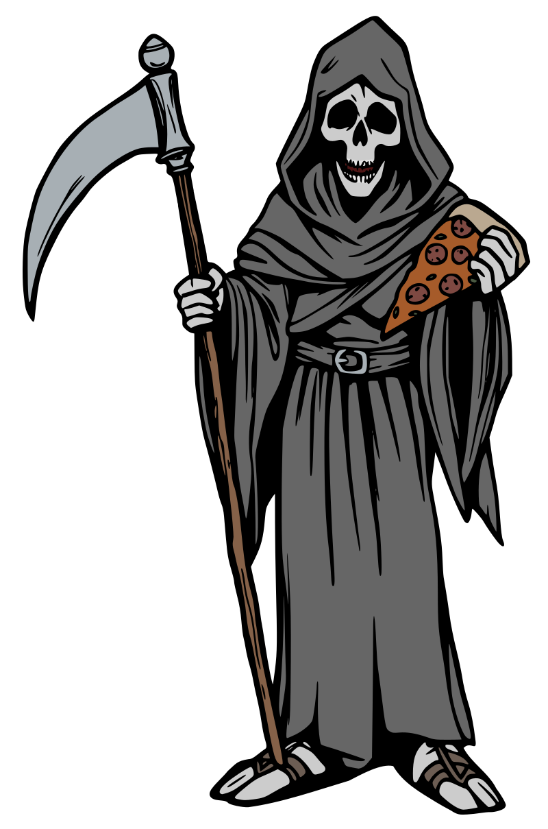 Grim Reaper with a Pizza Slice