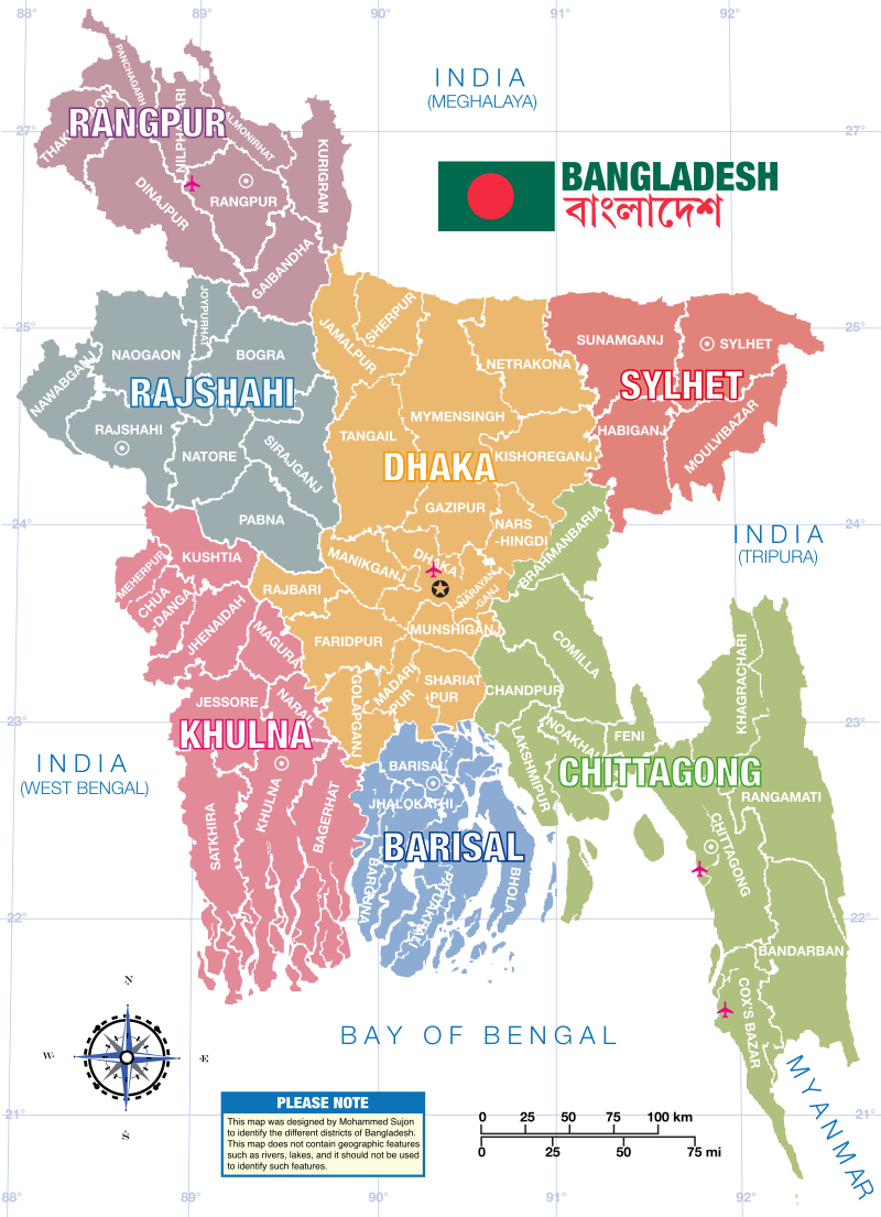 Bangladesh District & Division Map