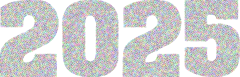2025 Typography Triangular Line Art Colorful
