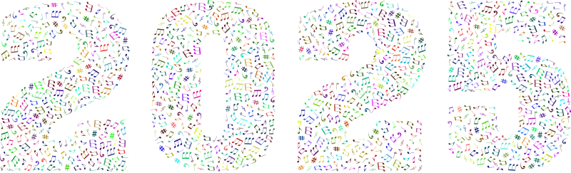 2025 Musical Notes Typography Colorful