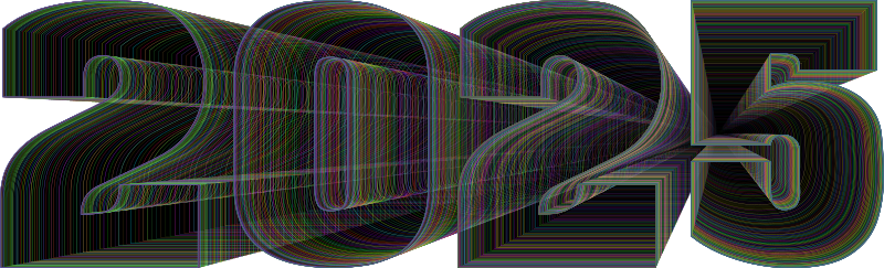 2025 Typography Wireframe Colorful With Silhouette