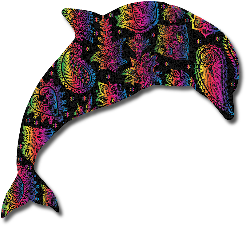 Chromatic Floral Pattern Dolphin - Remix