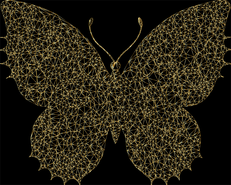 AL Generated Butterfly 34 Low Poly Outlines Gold